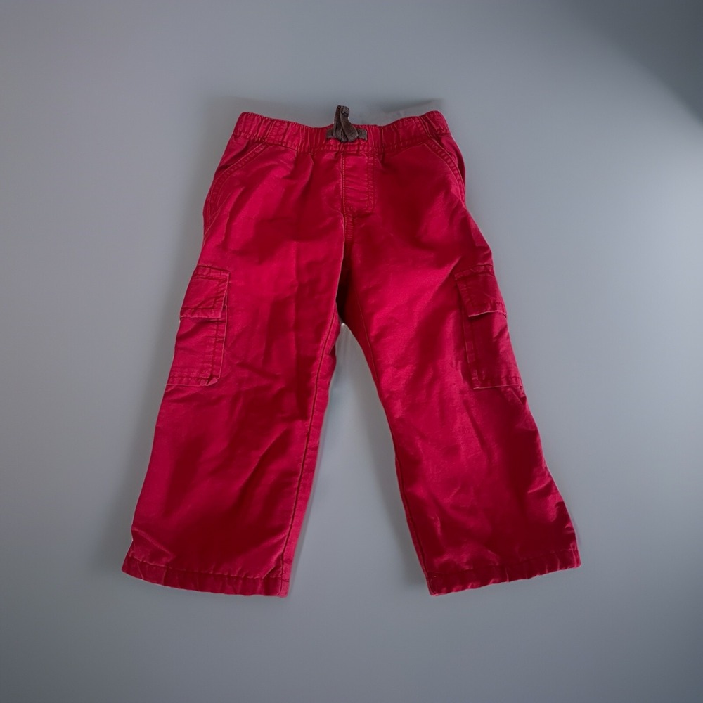 Gymboree Boys 12-18M Grizzly Lake Burgundy Jersey Lined Pull On Cargo Pants
